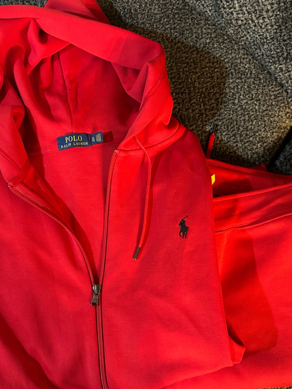 Polo by Ralph Lauren Red Men’s Hoodie with Black Pony Logo